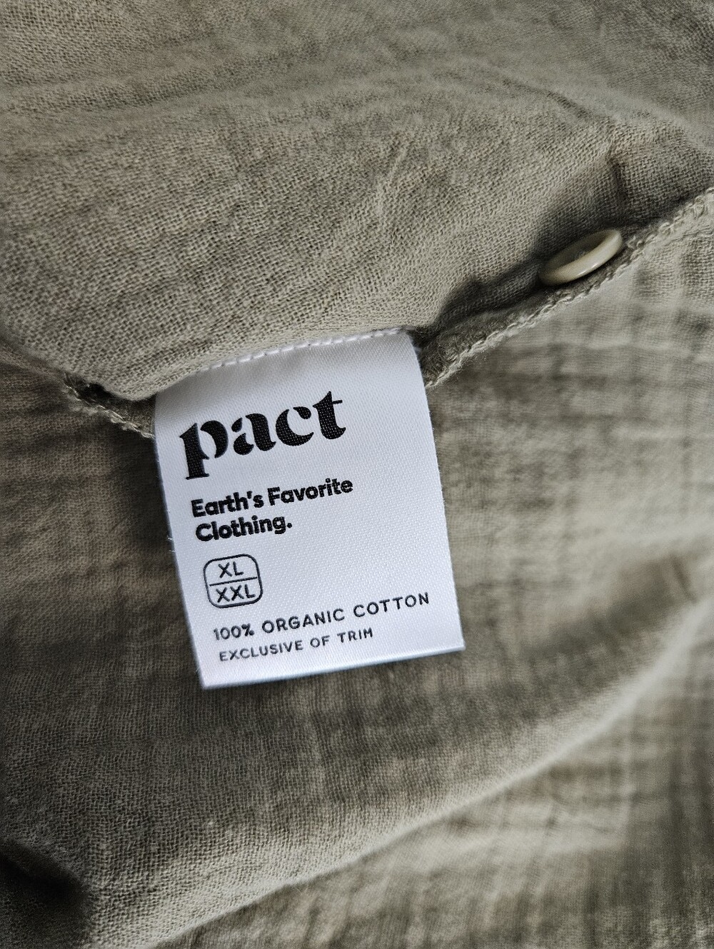 Pact Organic Cotton Coastal Double Gauze Oversized Short Sleeve Shirt XL/XXL - Picture 6 of 7